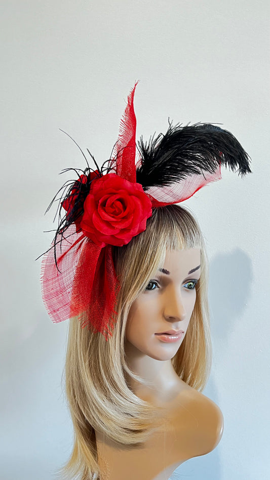 z-Sold Red Fascinator Headband