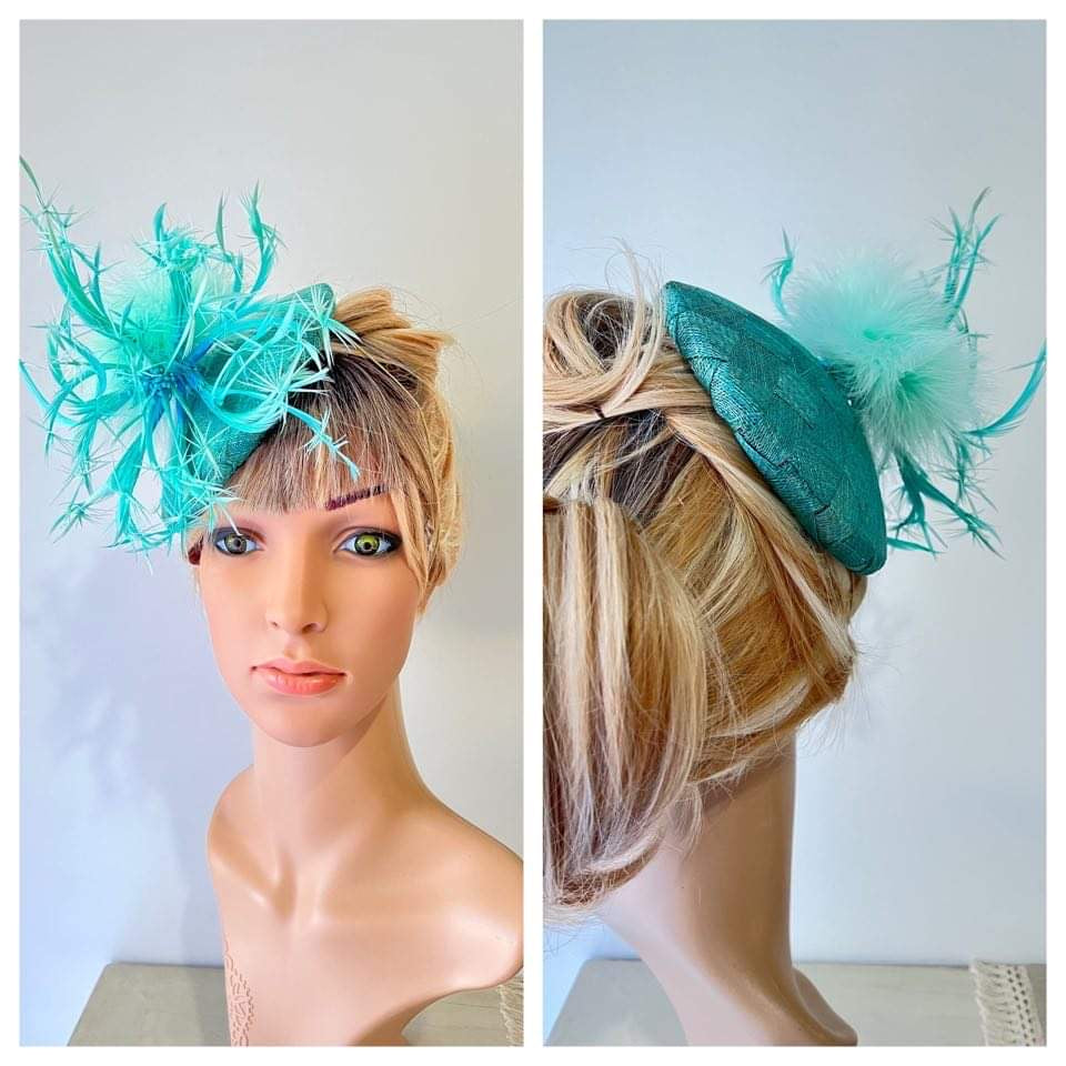 Sea Green Fascinator Button Hat