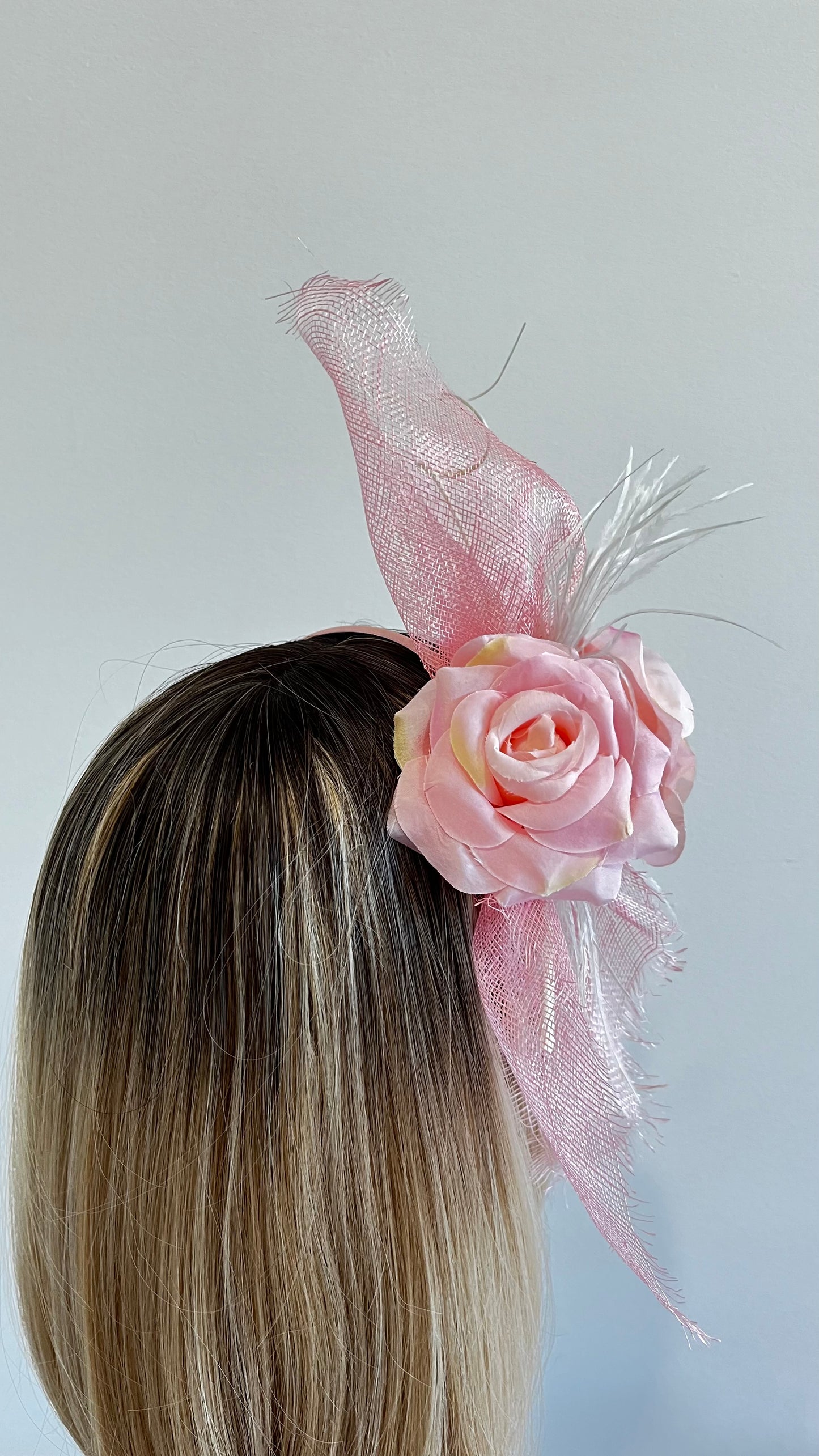 Pink Rose Fascinator Quill