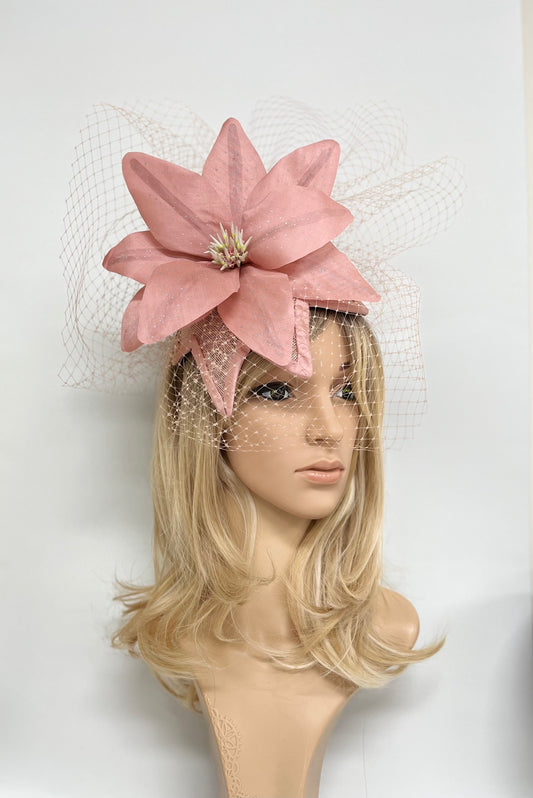 Pink Fascinator Silk Flowers