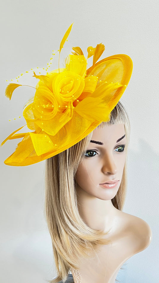 z-Sold Yellow Feather Fascinator