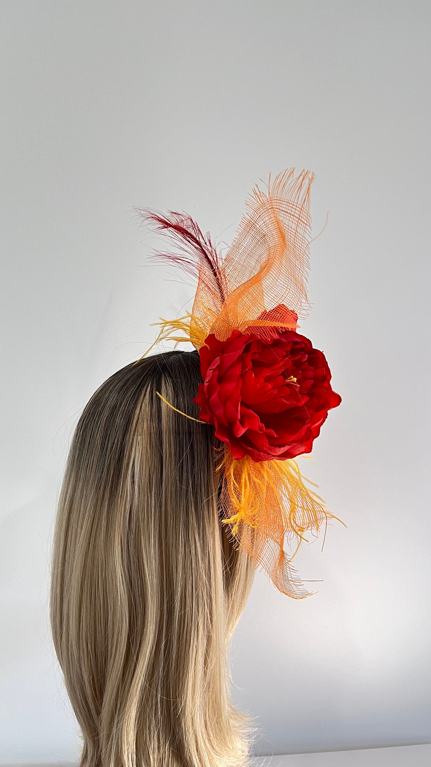 Orange & Red Fascinator