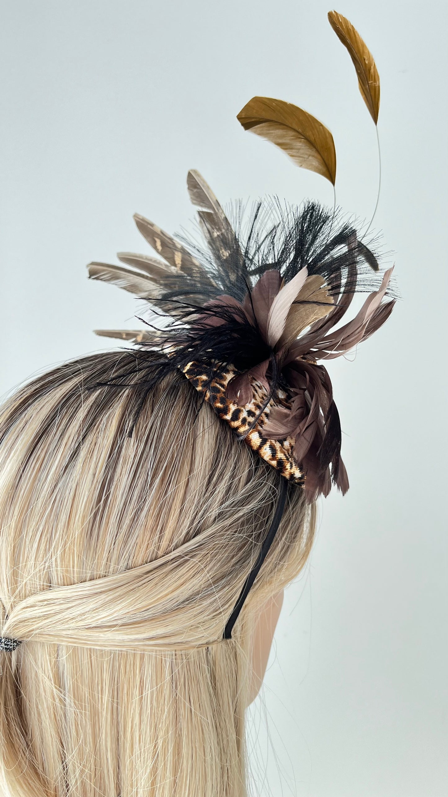 z-Sold Leopard Feather Fascinator