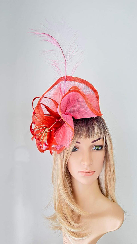 z-Sold Pink Fascinator Silk Abaca