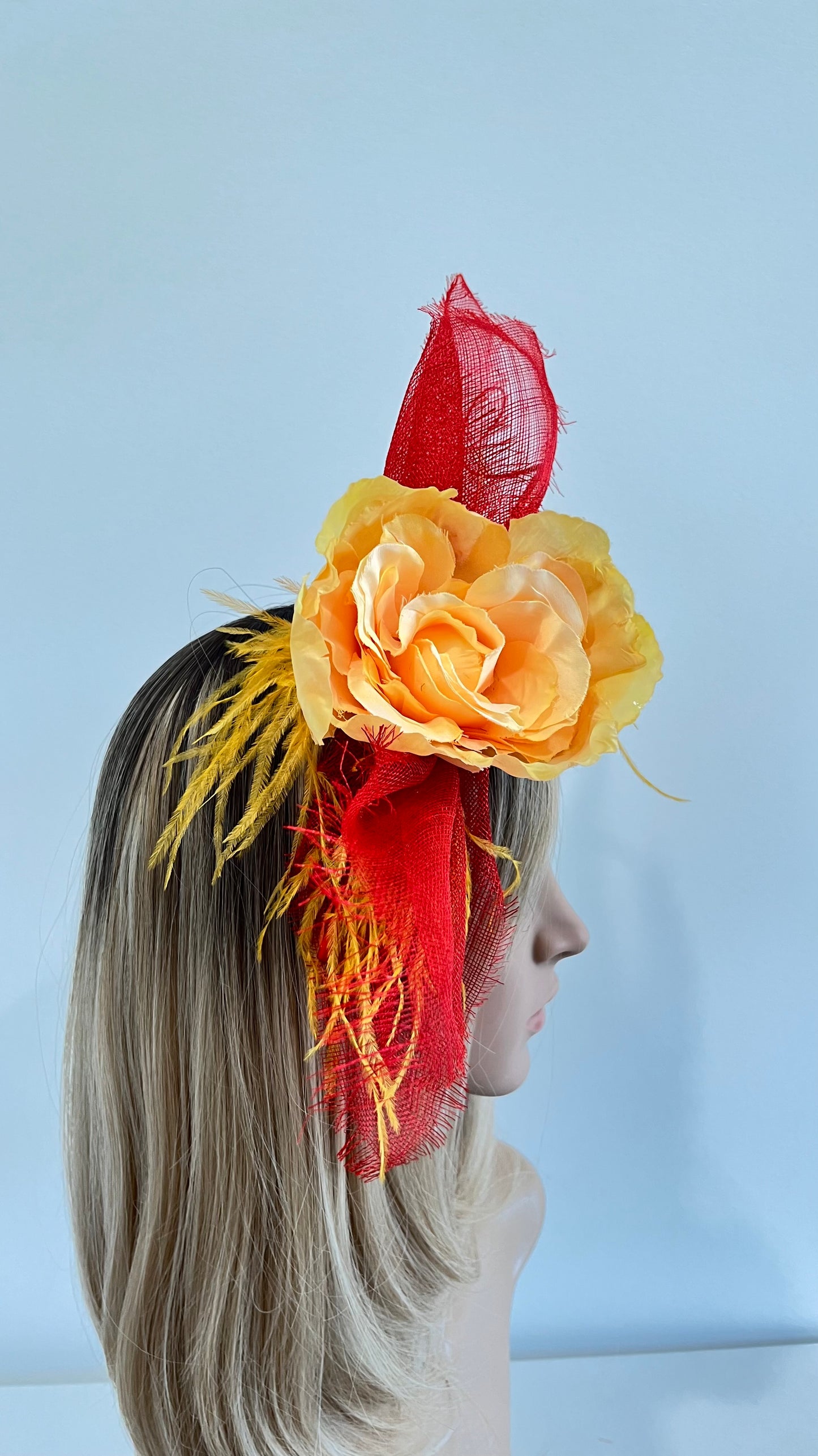 Red & Yellow Fascinator