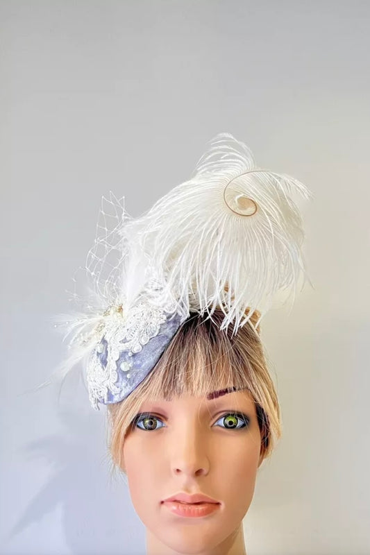 White & Silver Fascinator