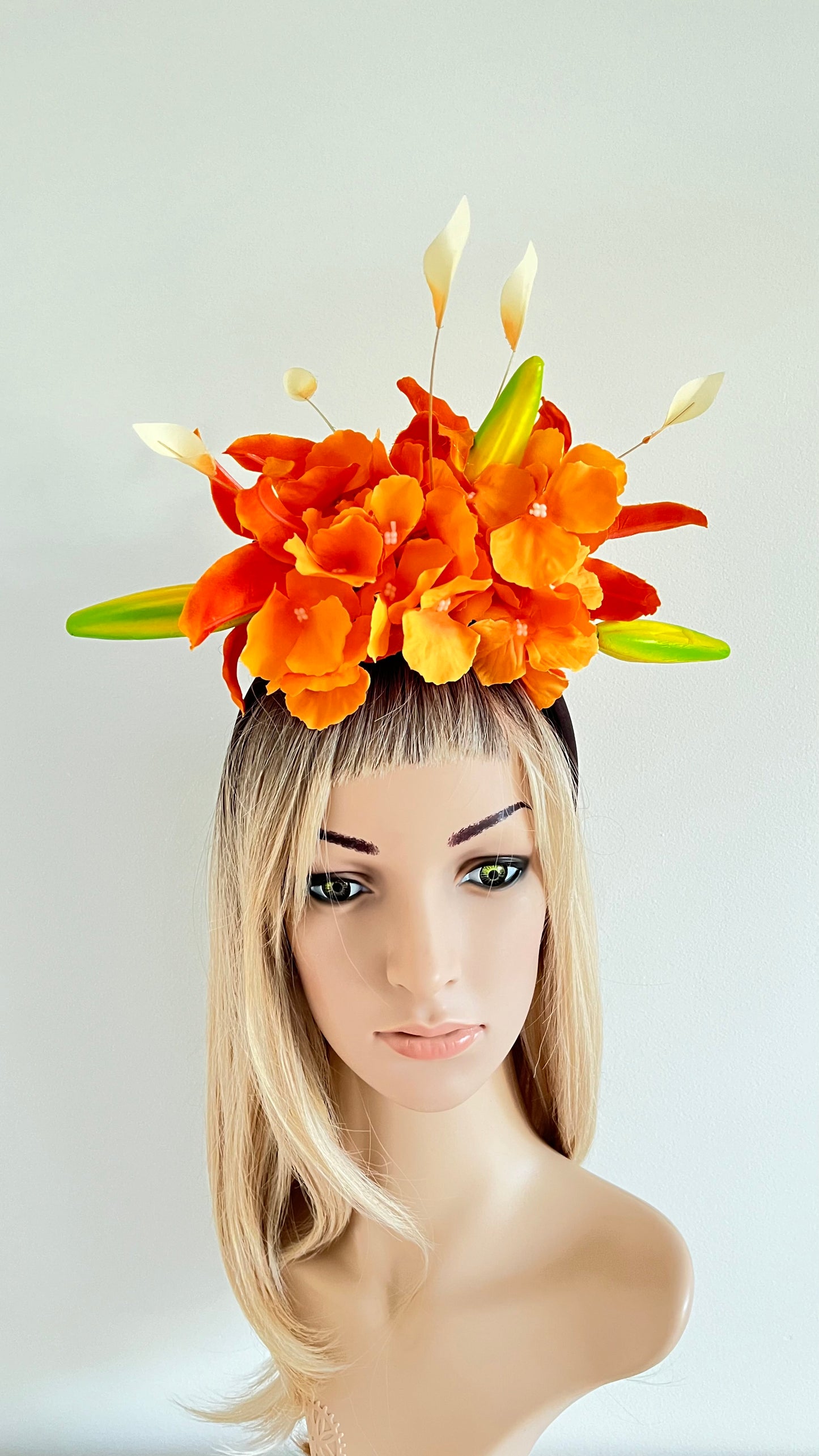 Orange Fascinator Flower Crown Headband