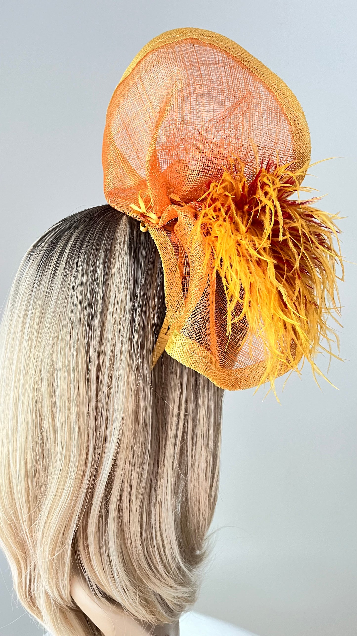 z-Sold Orange Yellow Red Fascinator