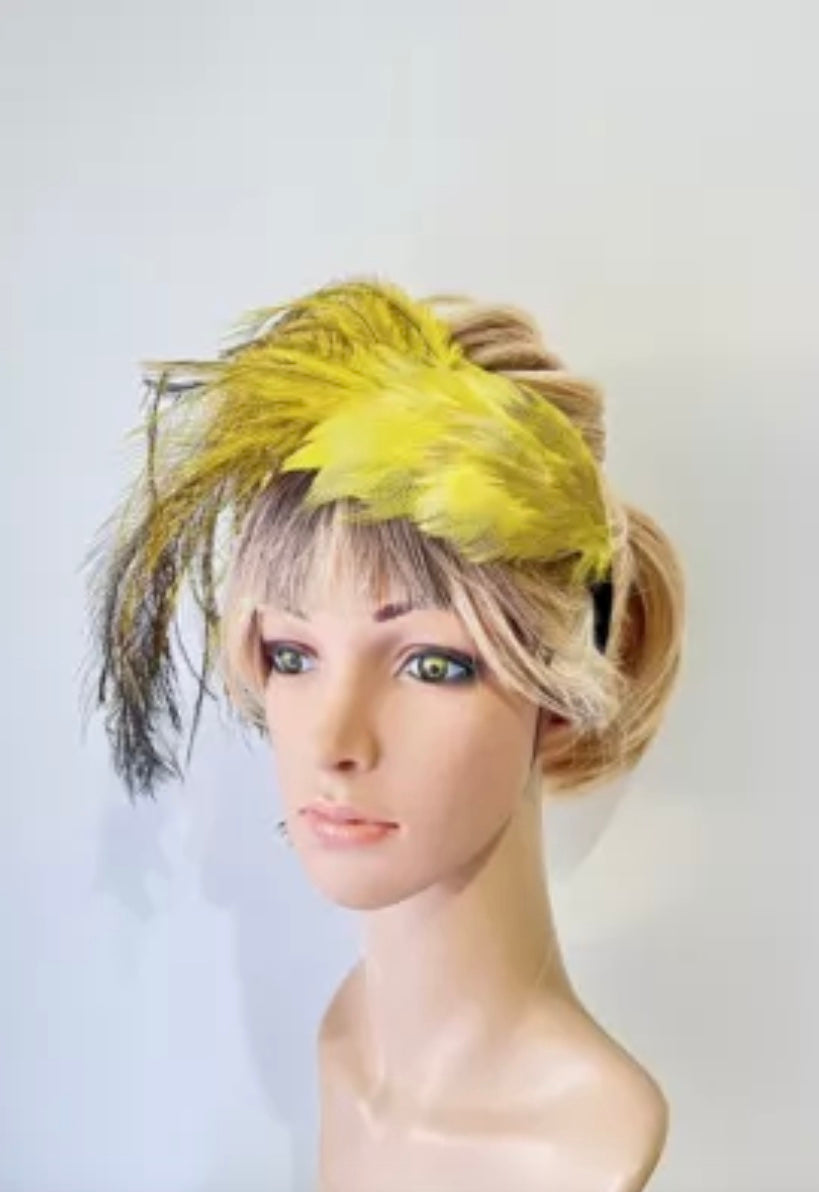 Yellow Feather Fascinator