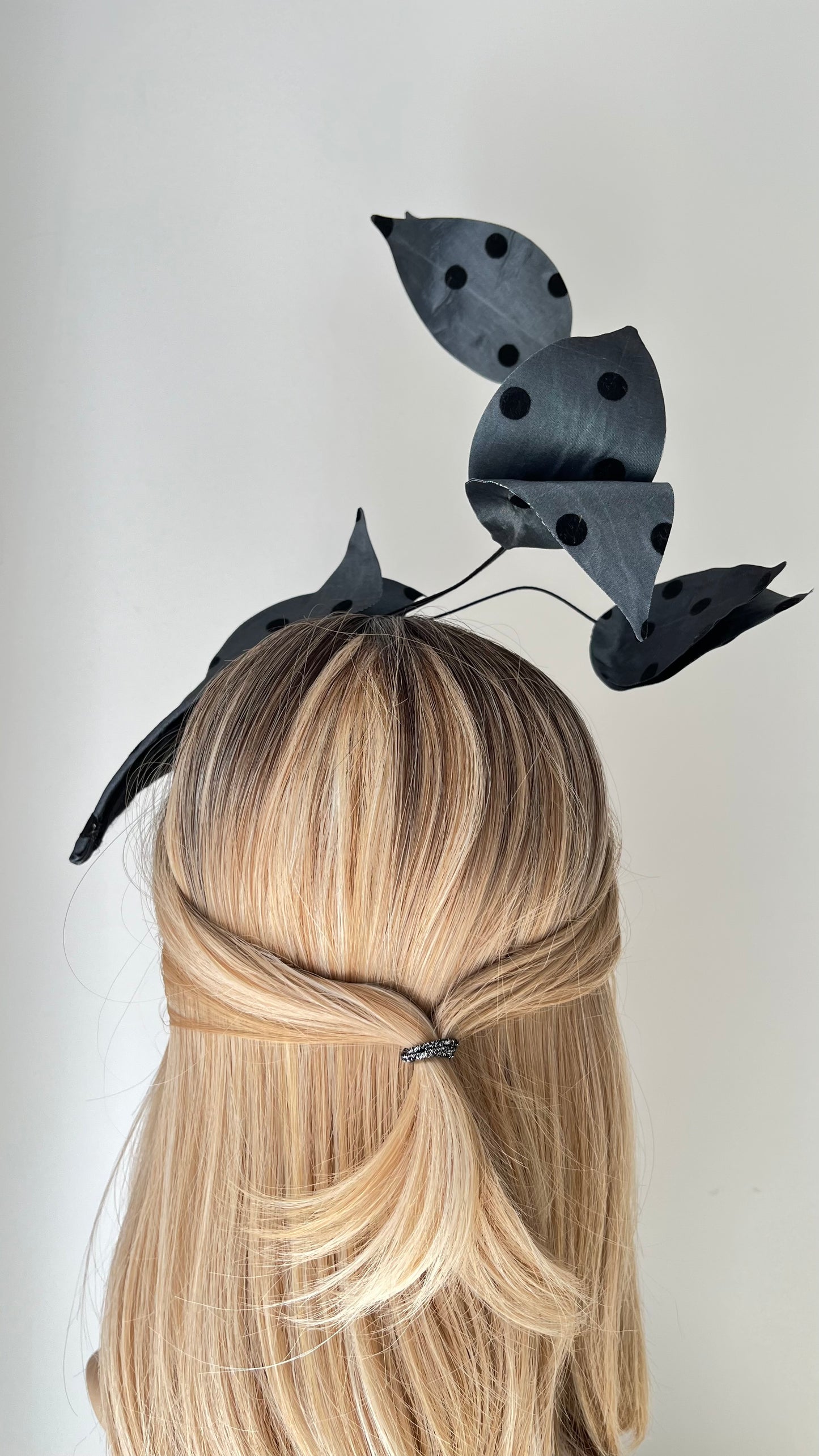 Grey Fascinator Leaf design