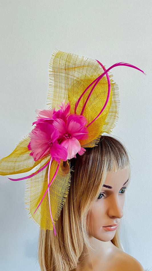 z-Sold Yellow & Pink Fascinator