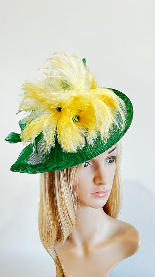 z-Sold Green & Yellow Fascinator