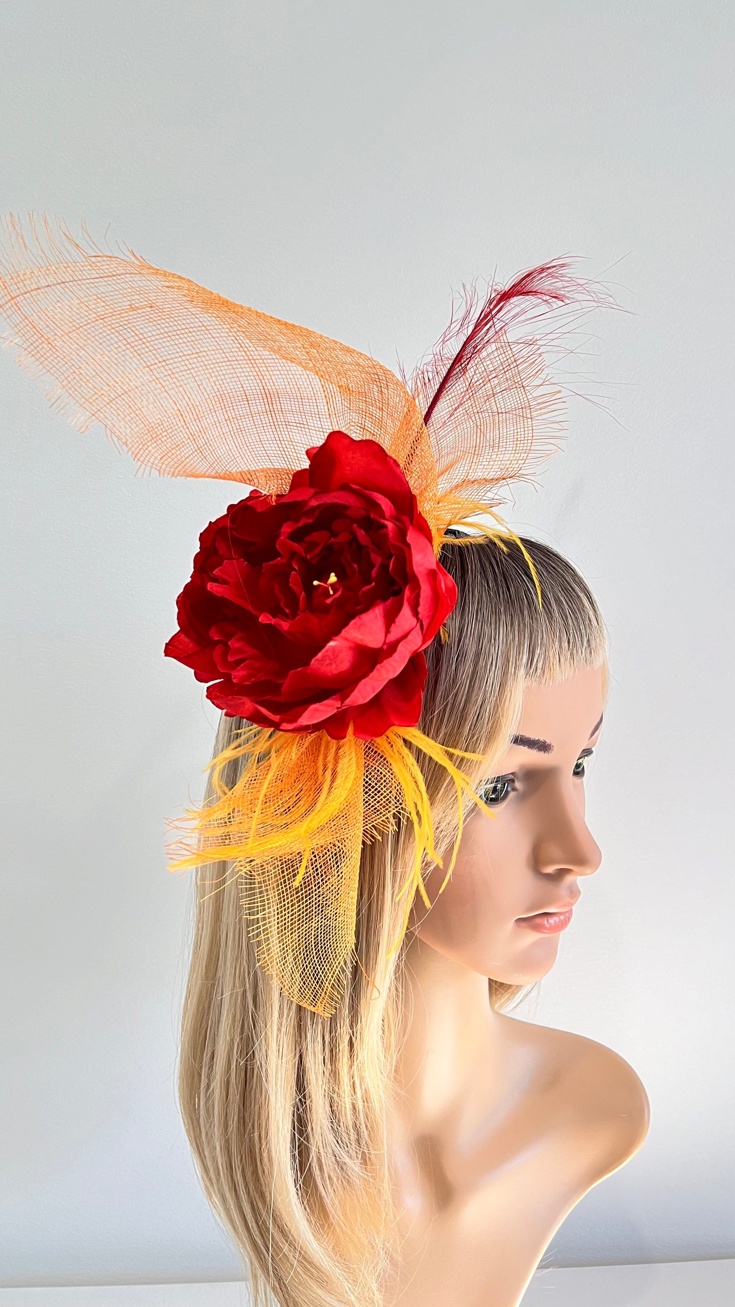 Orange & Red Fascinator