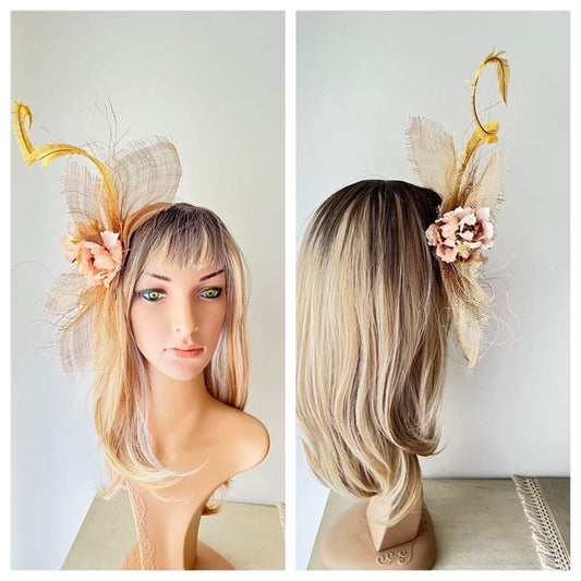 Beige & Pink Fascinator