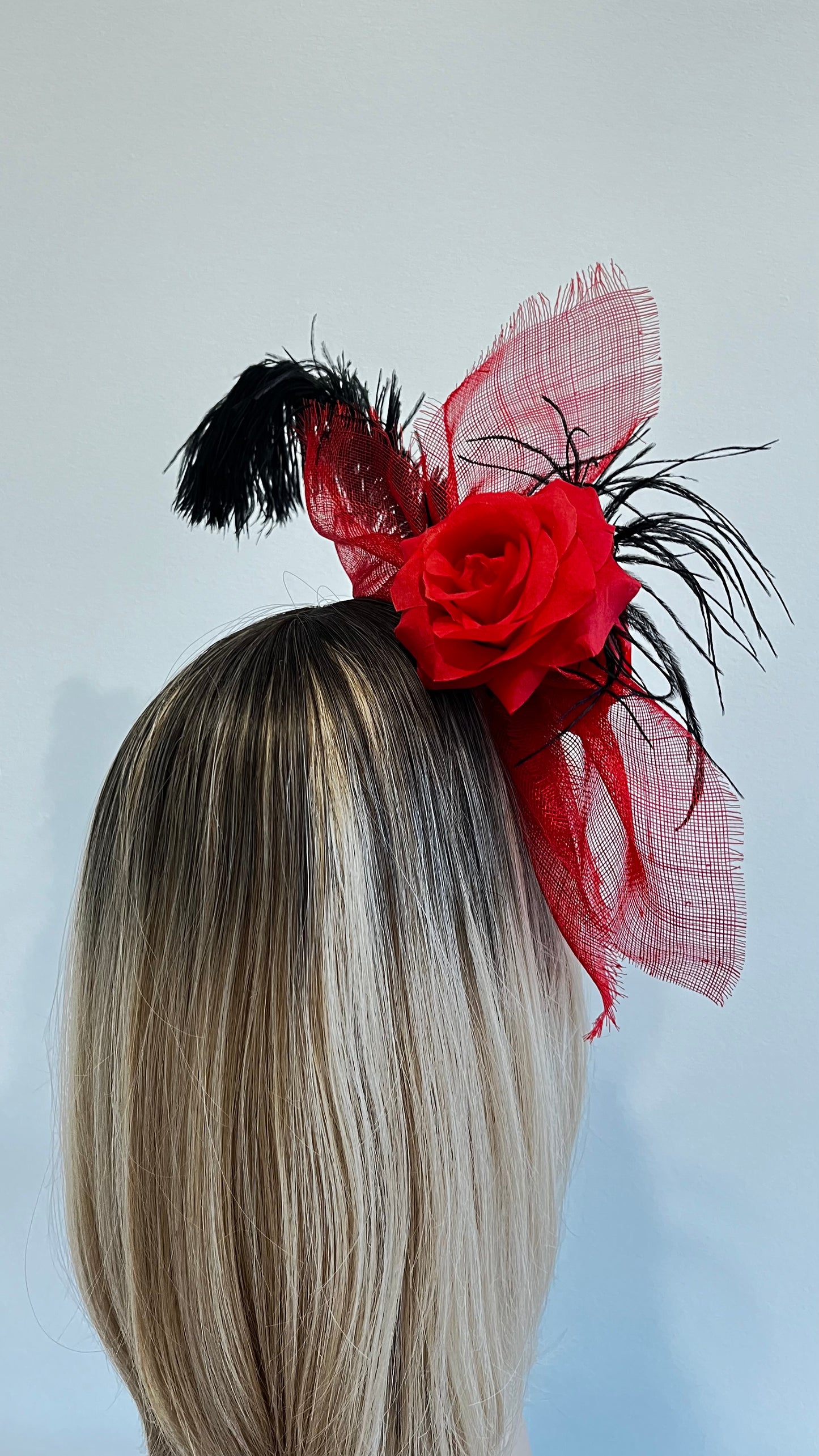 z-Sold Red Fascinator Headband