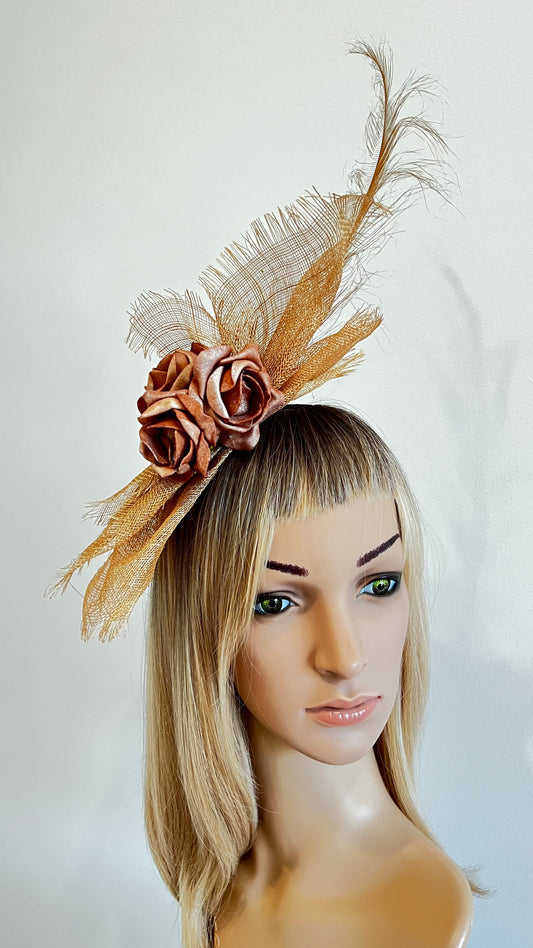 Beige & Rose Gold  Fascinator