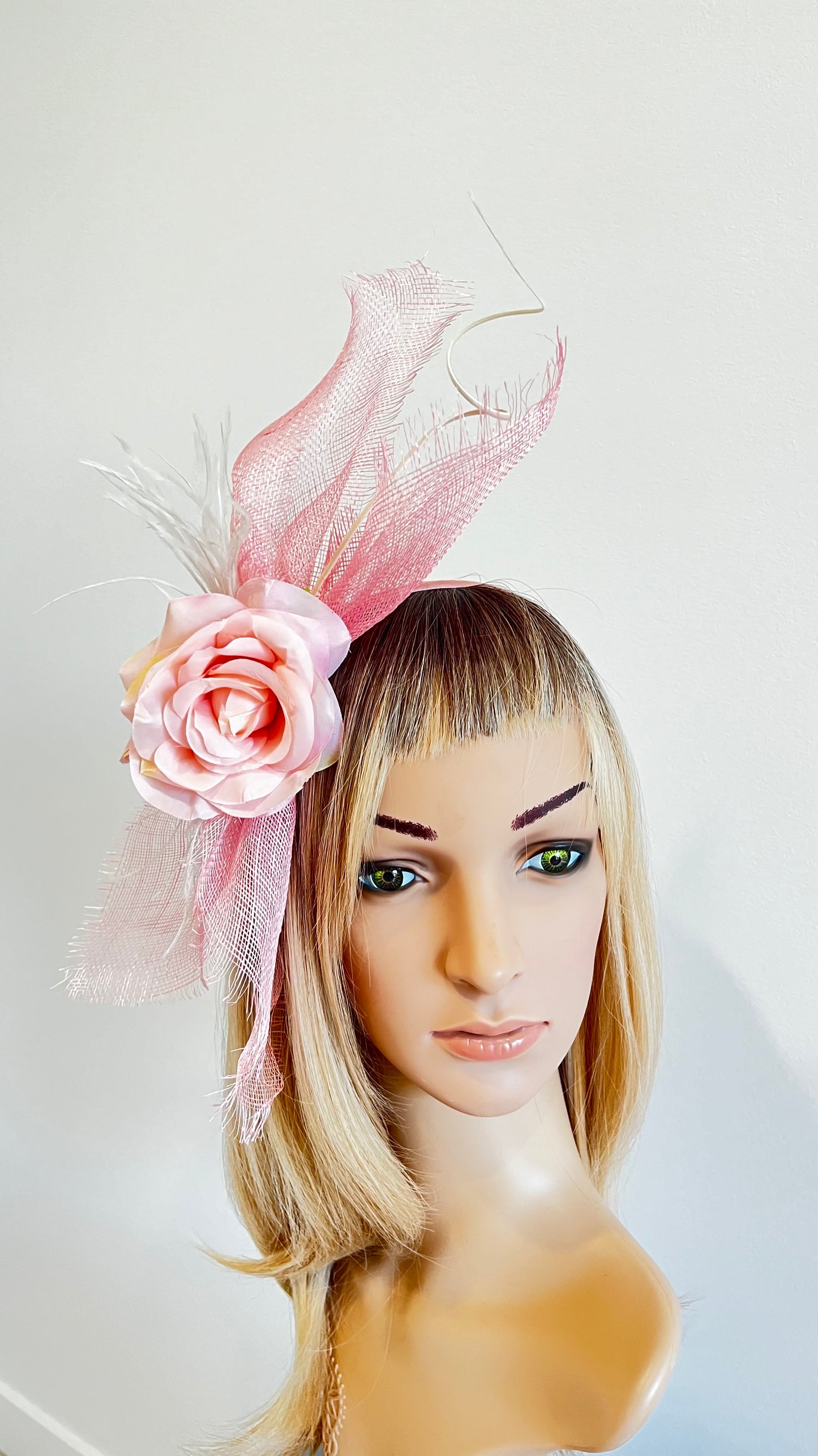 Pink Rose Fascinator Quill