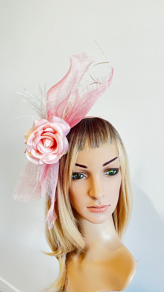 Pink Rose Fascinator Quill