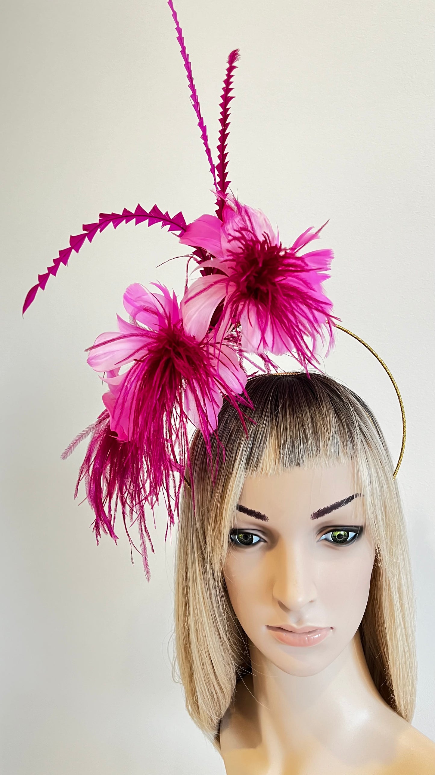 Pink & Cerise Feather Fascinator