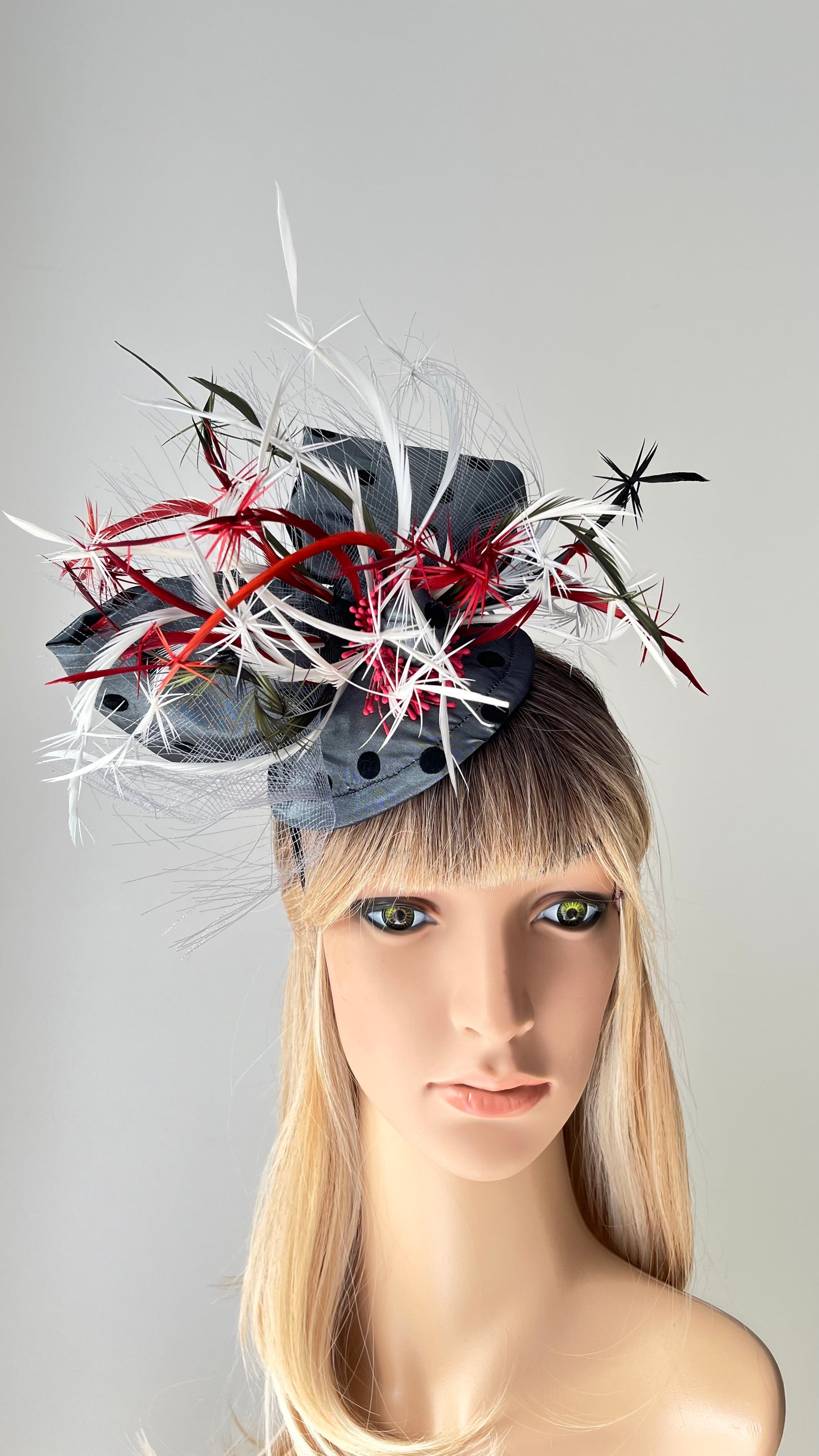 Grey Fascinator, Bow Headband