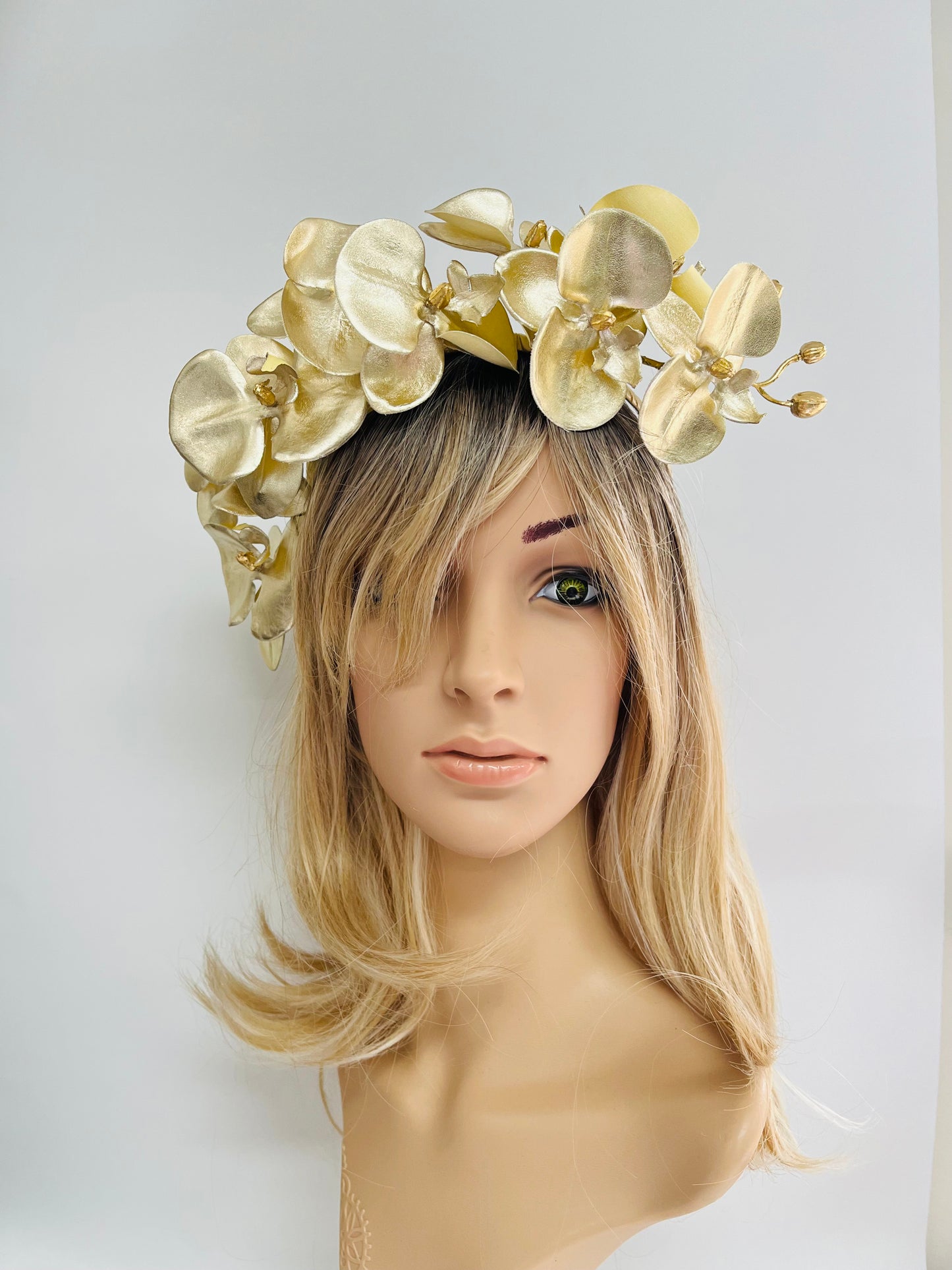 Gold Flower Crown Fascinator