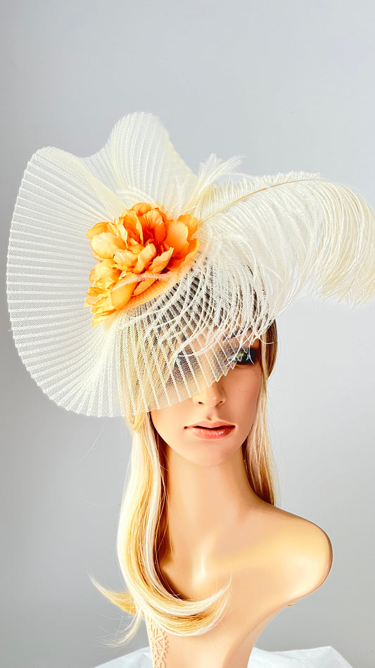 Apricot and Beige Fascinator #2415