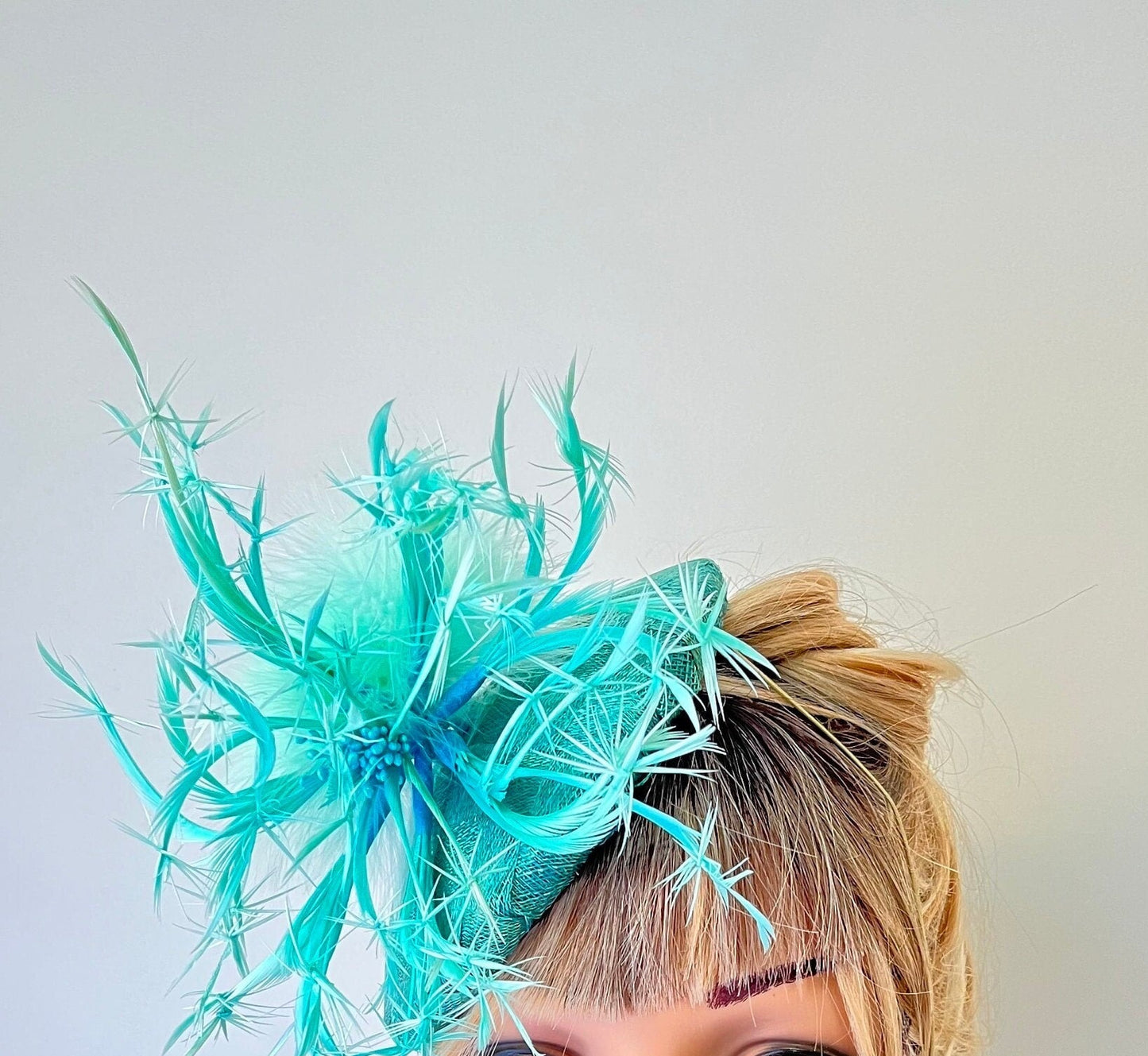 Sea Green Fascinator Button Hat