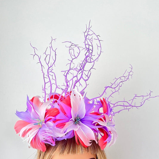Lilac Goddess Feather Flower Crown