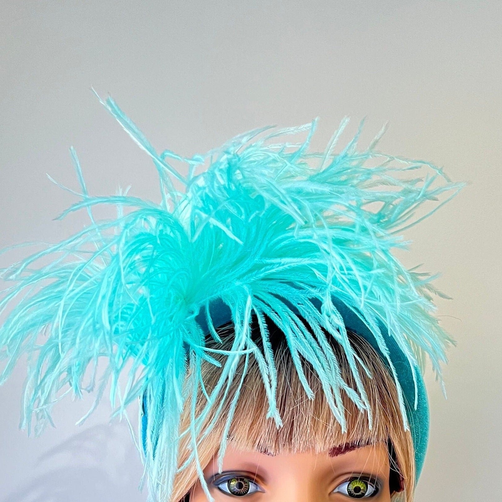 Aqua Green Feather Fascinator