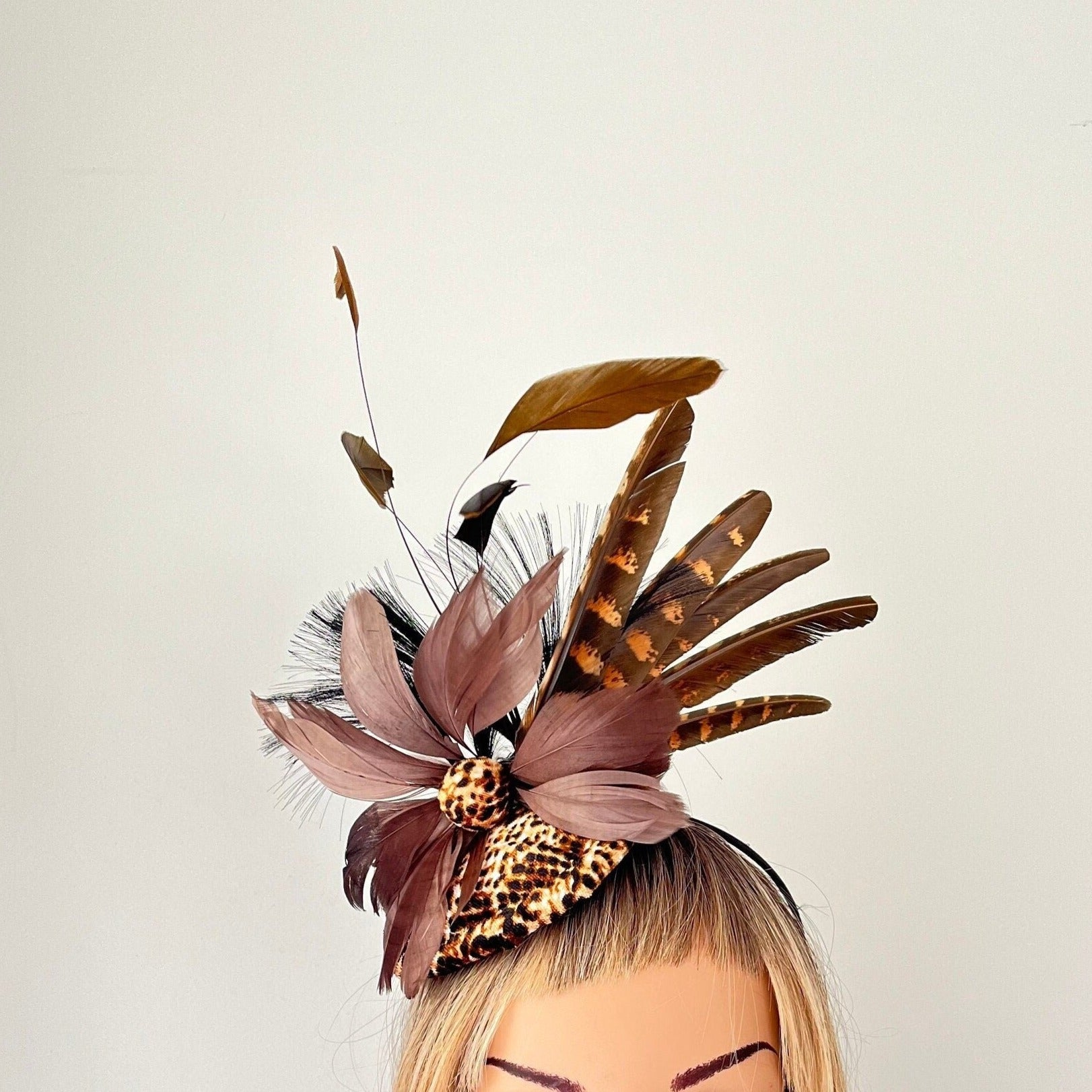 Animal Print Feather Fascinator 